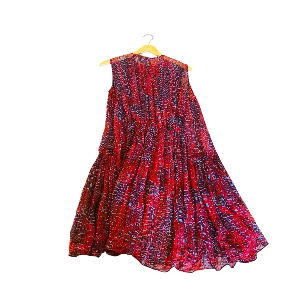 Label Ritu Kumar Red Viscose Sheer Snakeskin Dress Size Medium - Picture 2 of 5